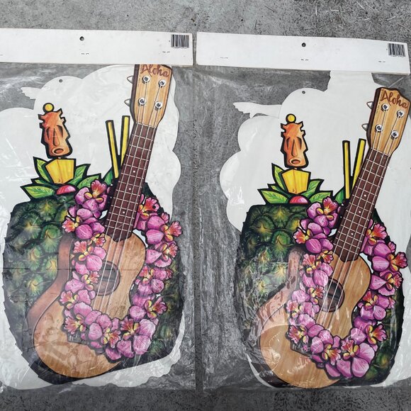 Vtg Hawaii Luau  Hula Dancer 20” Cutouts Lot of 2 Beistle Tiki Pineapple 1979 - Picture 8 of 8